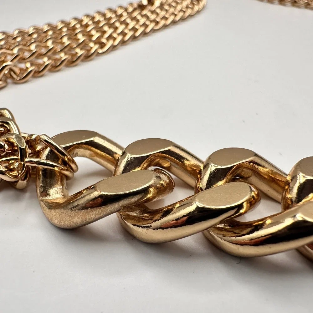Vintage Y2K Chunky Gold Tone Multi-Layer Belly Chain Statement Belt